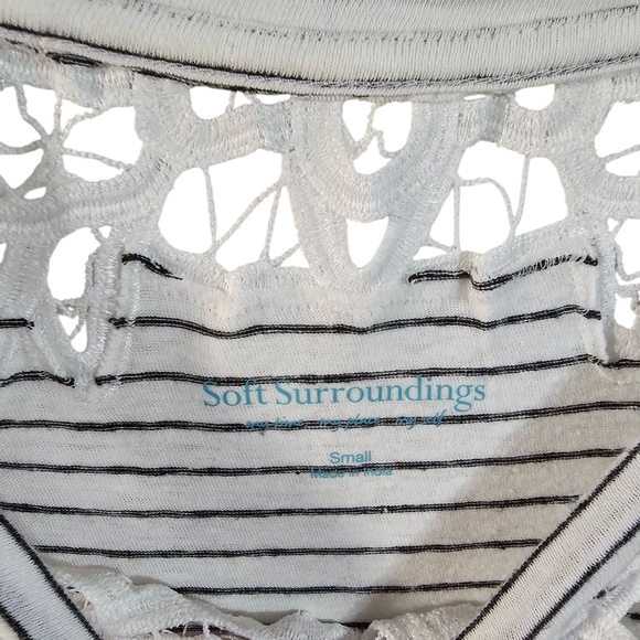 Soft Surroundings Womens Lace Yoke Stripe Tunic Dress Small Cotton Boho Classic - Picture 4 of 8